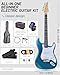 Leo Jaymz Beginner Electric Guitar Complete Kit with Portable Amp, Padded Gig Bag & Full Accessories, Maple Neck SSS Pickups(Blue)