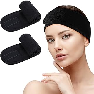Spa Facial Headband - 3 PCS Make Up Wrap Head Shower Sport Terry Cloth Headband Adjustable Stretch Towel With Magic Tape