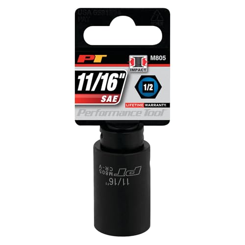 Image of Performance Tool M805 1 /2 Drive 11 /16 6-Point Impact Socket for Heavy Duty Automotive Repairs and Maintenance