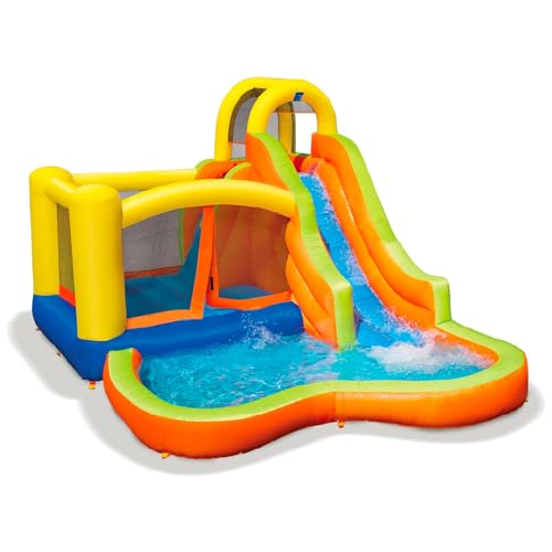 Banzai Inflatable Pool Water Slide, Blow Up Backyard Splash House, Sun N’ Splash