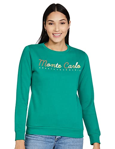 Image of Monte Carlo Embroidered Cotton Blend Round Neck Womens Sweatshirt