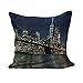 Fodere per Cuscino per Divano, Grattacieli A Tema di Vita Urbana degli Stati Uniti con L'Illustrazione del Ponte di Brooklyn Federe Cuscini Decorativo Fodera per Cuscino per Famiglia 45X45Cm