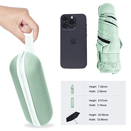 Cloudia Small Mini Umbrella With Case Compact Design For Travel Lightweight Portable Outdoor Sun And Rain Umbrellas (Mint) #TOP2