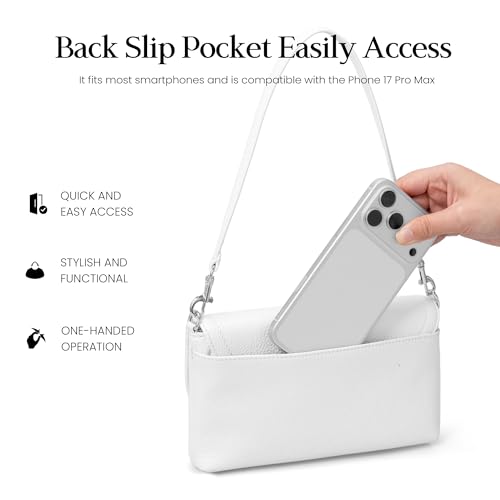 befen Genuine Leather Small Crossbody Bags for Women,Real Leather Purses with Built in RFID Wallet,Trendy Cell Phone Purse Shoulder Bag,White Travel Purse Handbags with Card Slots and Adjustable Strap by befen - Used condition - Image 8