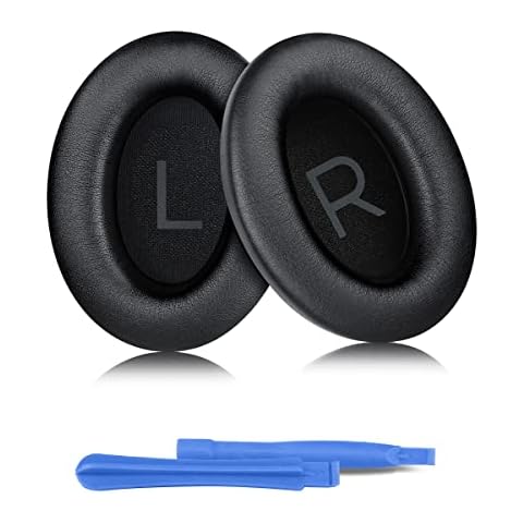 ELZO Replacement Ear Pads Cushions for Bose QuietComfort 45 (QC45) Earpads Headphones, Premium Softer Leather, High-density Noise Cancelling Foam, Added Thickness - Black Cover