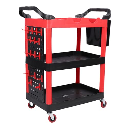 Luocute Cart de Detalles Automáticos, Carrito de Herramientas Rodantes de 3 Niveles sobre Ruedas | Carrito de Herramientas Mecánicas, para Herramientas y Almacenamiento de Detallados
