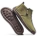 FLYLAND Men's Casual Leather Handmade Shoes Fashion Sneakers Ankle Chukka Boots Lightweight Mid-top Dress Shoes Walking Driving Shoes Amy Green 10