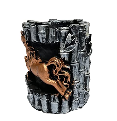 Image of AUGEN Pen Stand Decorative Hand Painted Jumping Horse Design Stationery Holder | Gift Item | Table Top Decor (2084)