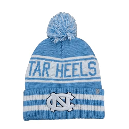 NCAA Campus Apparel North Carolina Tar Heels Blue Mens Knit Pompom Winter Hat Vintage Style Cuffed Beanie