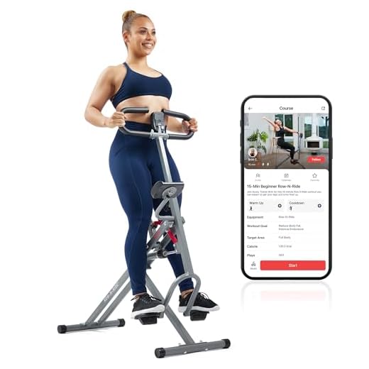 Sunny Health & Fitness Row-N-Ride Pro-Smart Squat Assist Trainer Full Body Fitness Machine, Easy Setup Rower, Glute & Leg Cardio Workout, Included SunnyFit App Connection - SF-A023053