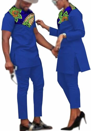 Vêtements traditionnels africains en ensemble pantalon et chemise pour couple chic