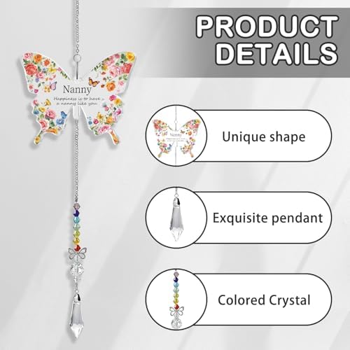 Nanny Gifts Butterfly Crystal Suncatcher for Nanny Christmas Mothers Day Birthday Gifts for Nannies — view 2