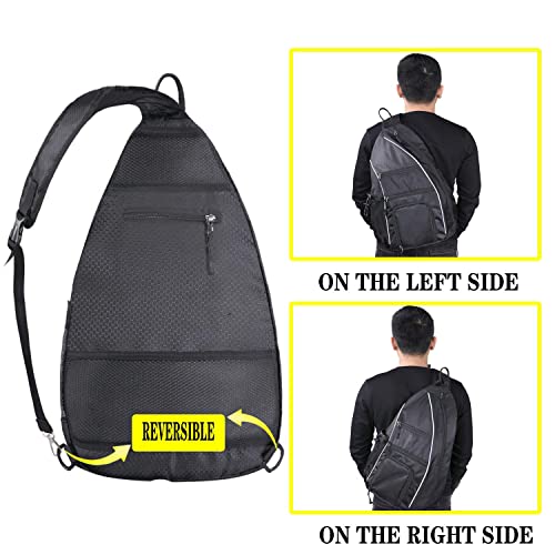 Llywcm Pickleball Bag | Sling Bags - Reversible Crossbody Sling Backpack For Pickleball Paddle, Tennis, Pickleball Racket And Travel For Women Men(Black) #TOP4