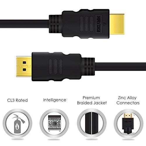 MAXDIGI HDMI to HDMI Cable 3m 24K Gold Connectors Ideal for Sky HD, HDTV, BLU-RAY, PS3, PS4, XBOX, WII U, Philips HMP2000, Apple TV, Plasma, LCD, LED TV, Virgin Box, Freeview HD Type C to Type A (3M)