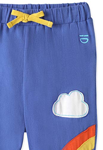 Organic Cotton Applique Baby Infant Toddler Knee Patch Pants - Blue Rainbow Cloud Girl Boy Trousers [6M (3-6 Months)] #TOP2