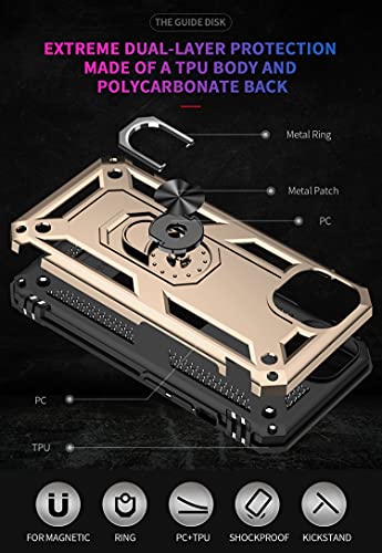 Capa iPhone 13 Case Protetor Material militar TPU macio +couro de PC proteção dupla camada de metal