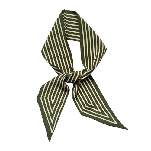 Foulard 100% soie de mûrier à rayures vertes luxueux bandeau cheveux femme