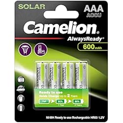 Camelion Pila 17406403 Ni-MH HR03/AAA/Micro, 600 mAh, 4 Unidades, cromada.