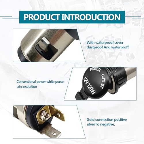 NOTISH Cigarette Lighter Socket, DC 12V Cigarette Lighter Element Socket Plug Socket, 12 Volt Female Power Outlet Socket with Wiring Harness Waterproof, Suit for Most Cars Motorcycle Boats RV (2 Pack) - Thumbnail 6