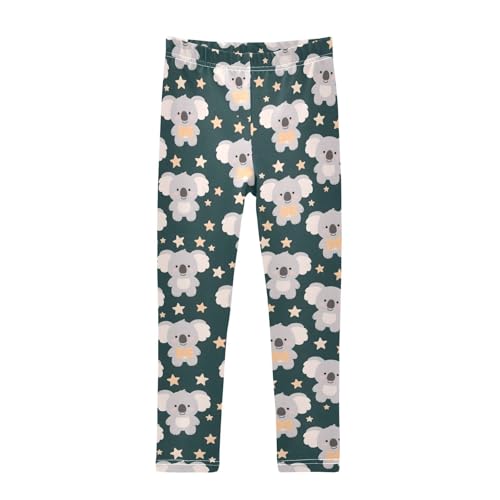 Cute Bow Koala Stars Girls Leggings Soft Stretch Workout Yoga Dance Pants for Kids Casual Tights