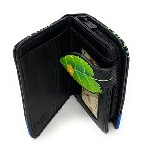 Shag Wear Sunset Frog Small Wallet for Women and Teen Girls Vegan Faux Leather Black 4.5"4