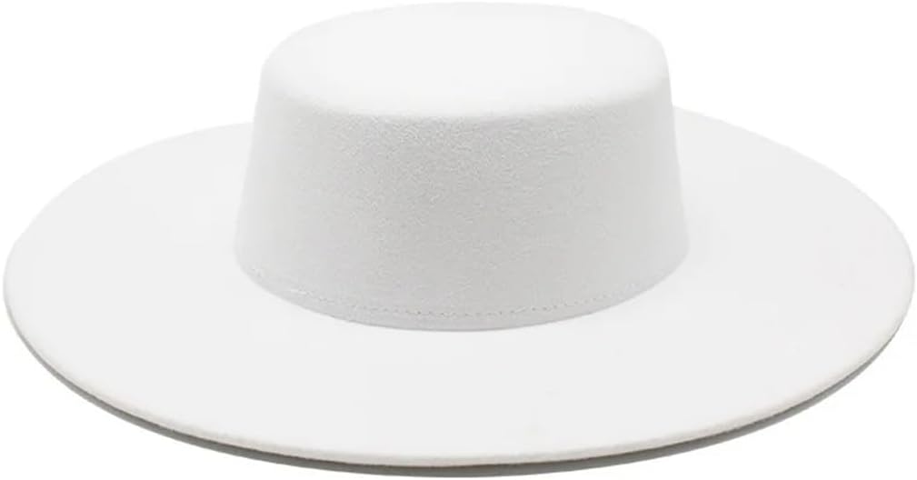 Women's Hat Big Wide Brim Fedora Hat Winter Wool Wedding Jazz Hats Flat Top Felt Hat