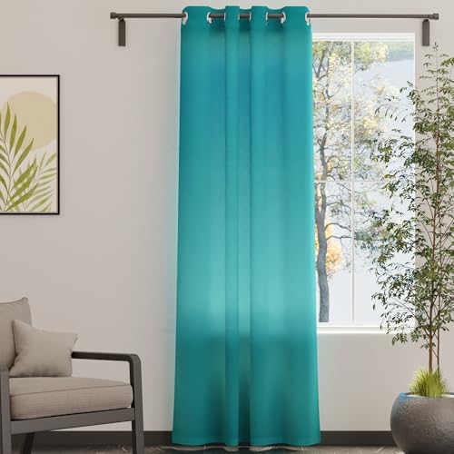 Image of Encasa XO Door Cotton Curtains, Light Filtering Drapes Azul Blue