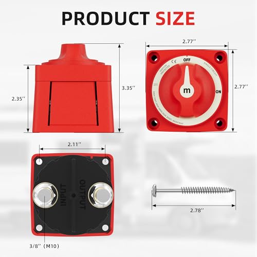 Image of Battery Disconnect Switch 12V 48V Marine Battery Cut Off Switch 300A Heavy Duty Ignition Protected On /Off Battery Kill Switch for Car Boat RV ATV UTV Vehicles