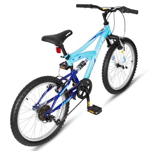 Image of WEIZE Mountain Bike, 24 26 27.5 inch Outdoor Cycling Bike,18-Speed /High-Carbon Steel /Dual Full Suspension, Adjustable Ergonomic Seat for Men Women Adult, MTB Bicycle with Suspension Fork