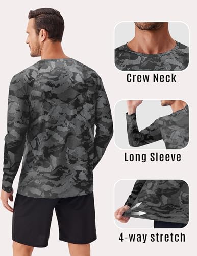 PINSPARK Mens UV Protection Shirts Long Sleeve Fishing Shirts Camo Rash Guard Swim Shirt Quick Dry Athletic Workout Tshirts3