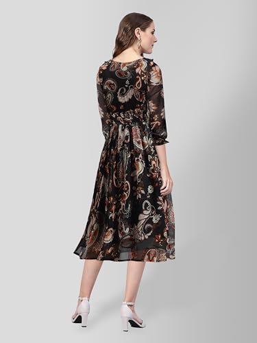 Image of KERI PERRY Women's Georgette Paisley Print Fit & Flared Dress