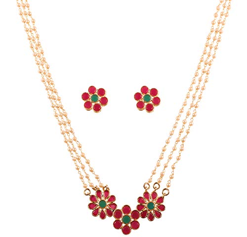 Image of Touchstone Indian Colorful Delicate Desire Traditional Exclusive Designer Jewellery Pendant Sets for Women