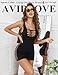 Avidlove Women Lingerie Fishnet Babydoll Lingerie Dress Cut Out Bodycon Mini Teddy Dress Stripper Outfits Black