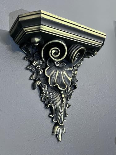 Gothic Style Ornate Sconce Floating Shelf - Home Decor (Black and Gold)