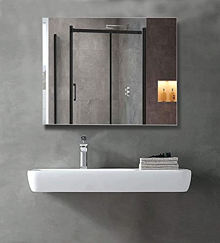 baanio Espejo de Baño 120X70 Liso Smooth Horizontal. Espejo de baño Moderno Baño, Salón o Recibidor de fácil instalación. Luna Sencilla, Versatil y Muy Funcional Cover