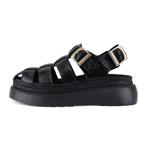 Image of Platform Sandals for Women Chunky Ankle Buckle Casual Open Toe Comfortable Flower Decoration Fisherman Sandals
