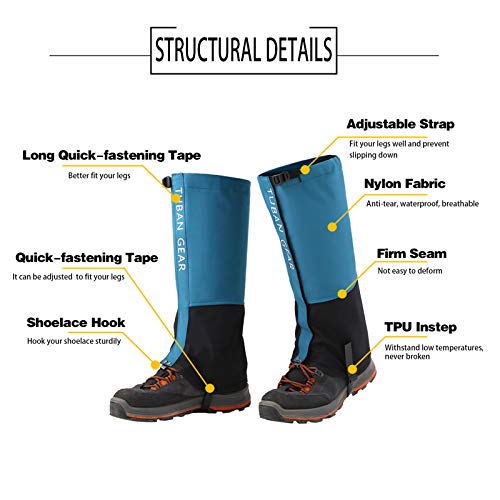 DECDEAL Polainas de perna Polainas de bota de neve ajustáveis à prova d'água anti-rasgo para caminh