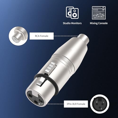Adaptador XLR Hembra a RCA Hembra, 3 unidades miniatura 5