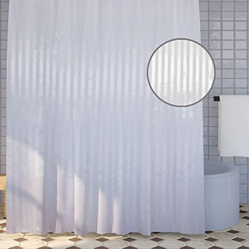 YISURE Black Jacquard Shower Curtain, Waterproof Fabric Shower Curtain with Magnets Weighted Bottom and Plastic Hooks 180 W x 180 Lcm