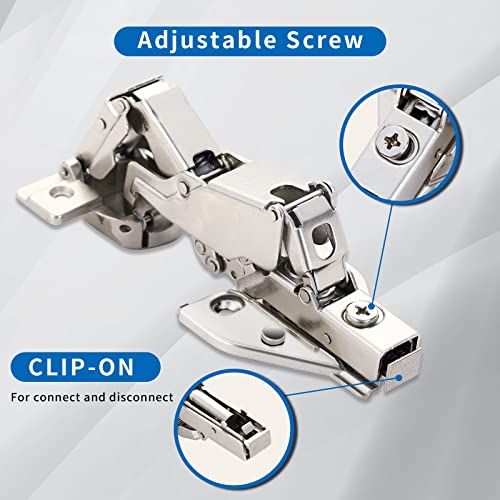 Vocomo 4 Pack 165 Degree Full Overlay Soft Close Lazy Susan Hinge With Face Frame Clip-On Plate For Corner Kitchen Cabinet Cupboard Folded Door Hinges - 3 Way Adjustability & Easy Installation #TOP2