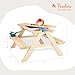 PINOLINO Matsch-Nicki Kindersitzgruppe 4er mit 2 Wannen -Matschküche & Wasserspieltisch für den Garten - Matschtisch aus Naturholz, Kindergartenmöbel ab 2 Jahren, Outdoor-Tisch 88 x 89 x 51 cm