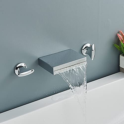 Mitigeur eau chaude et froide cascade avec fixation murale chrome pour lavabo