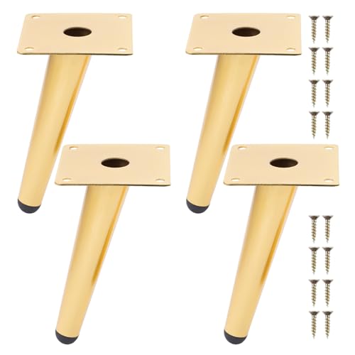 Piedini per Mobili 4Pcs Gambe in Metallo Piedini per Mobili Inclinati a Cono Gambe per Tavoli Piedi per Armadietto per Tavolino da Caffè Divani (15cm Altezza,Oro)