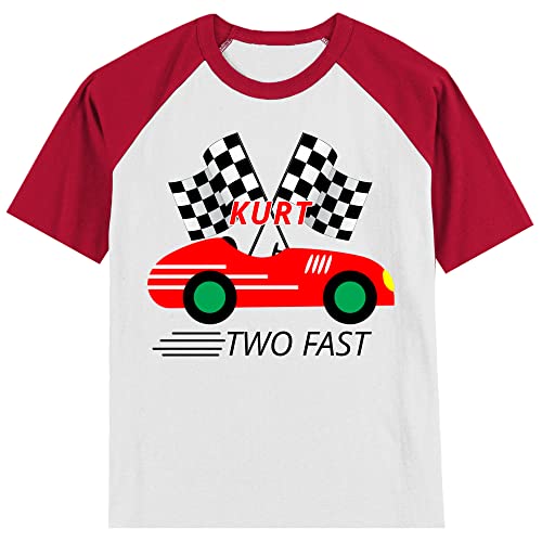 Personalized Two Fast Race Car 2nd Birthday Shirt | Handmade Decorated Shirt | Personalized with Name | Unisex Short Sleeve Raglan T-Shirt2