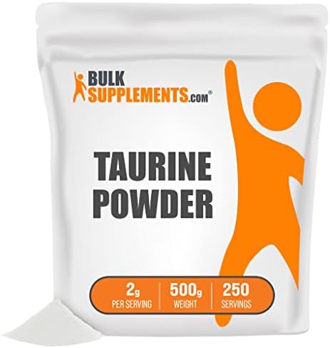 BulkSupplements.com Taurine Powder - Taurine Supplement, Amino Acids Supplement - 2g or L-Taurine Supplement per Serving - Taurine 2000mg, Taurine for Dogs (500 Grams - 1.1 lbs)