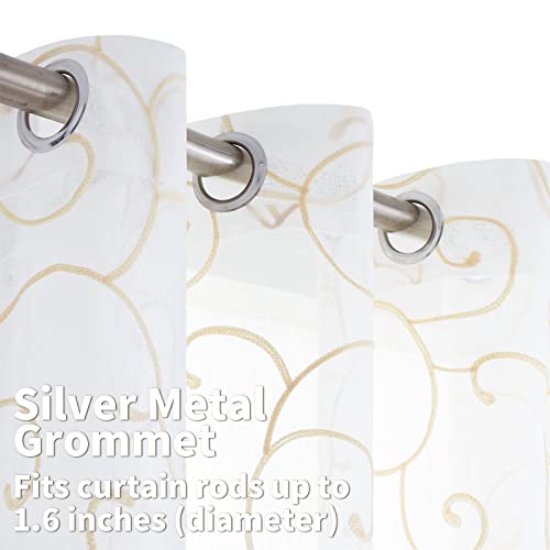 Bgment Embroidered Semi Sheer Curtains 84 Inches Length 2 Panels Set Grommet Faux Linen Light Filtering Window Drapes For Living Room And Bedroom, 2 Panels, 52 X 84 Inch, Beige #TOP1