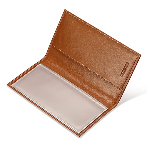 Image of HISCOW Minimalist Checkbook Cover - Full Grain Leather, Antiqued Brown, One Size, Minimalist