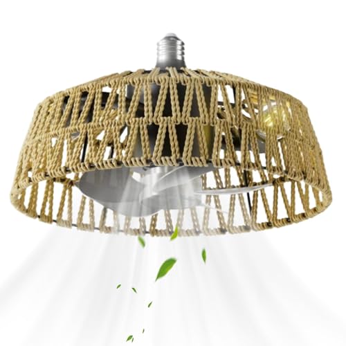 Ventilador de techo con luz y mando a distancia, 28 cm, ventilador silencioso con mando a distancia, ventilador de techo de 3 velocidades regulable para sala de estar, cocina, salón, granja