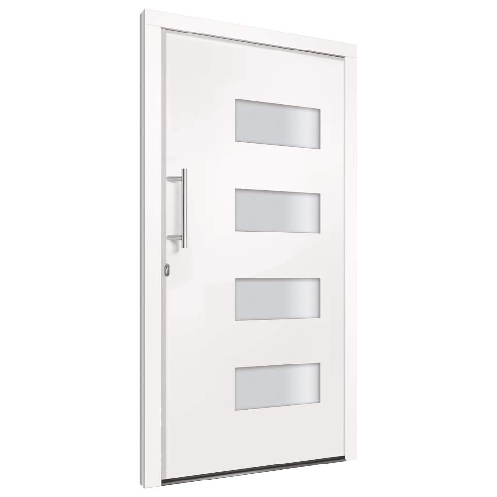 vidaXL Porta d'Ingresso in Alluminio e PVC Bianco 110x210 cm