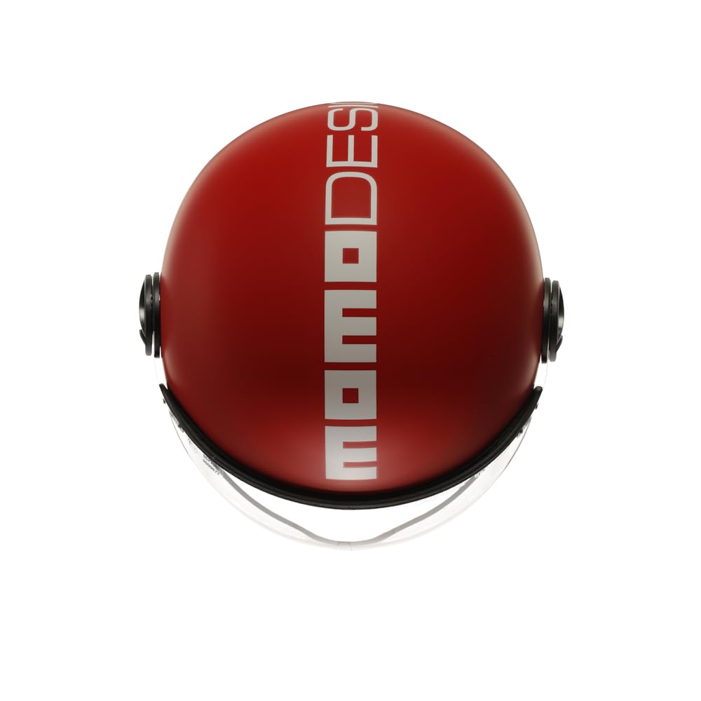 MOMODESIGN - FGTR Classic E2206, Casque Jet Moto Homologué ECE, Casque Ouvert Scooter, Léger Visière, pour Hommes et Femmes, Candy Matt Red/White, XS